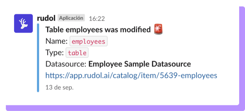 Slack notification messages